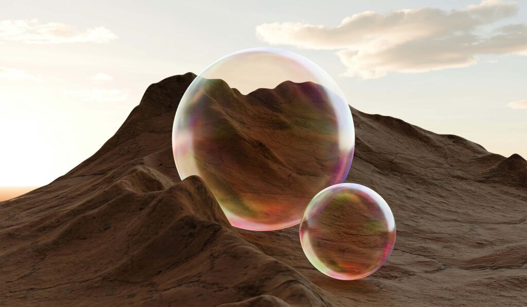 Bubbles on a desert mountain range