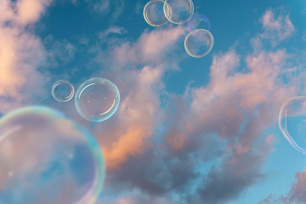 Bubbles floating in the clouds